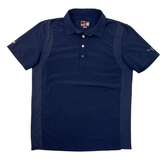 Puma Golf Polo Shirt Men M Medium Navy Blue Performance Breathable Mesh Panels - Picture 1 of 16